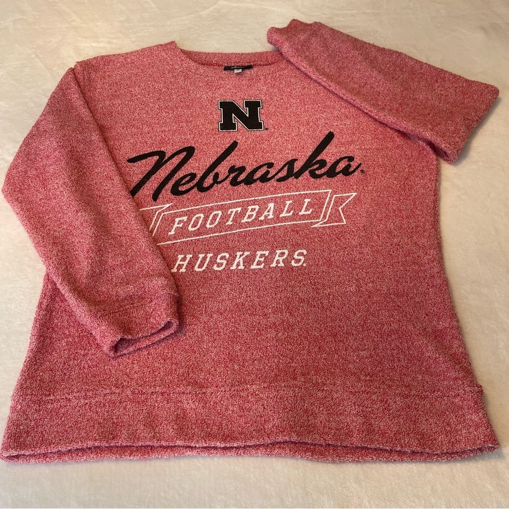 NEBRASKA HUSKERS FOOTBALL PULLOVER SWEATER WOMENS SIZE M RED